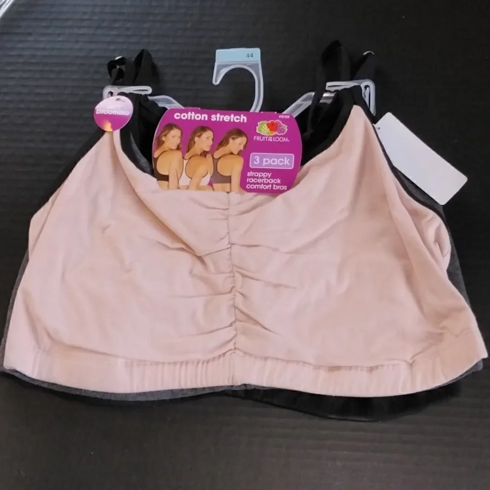 Women's 3 Pack Fruit of The Loom Racerback Bra's - Picture 1 of 6